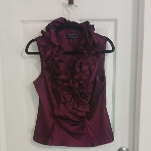 Valentina Red Sleeveless Ruffled Blouse